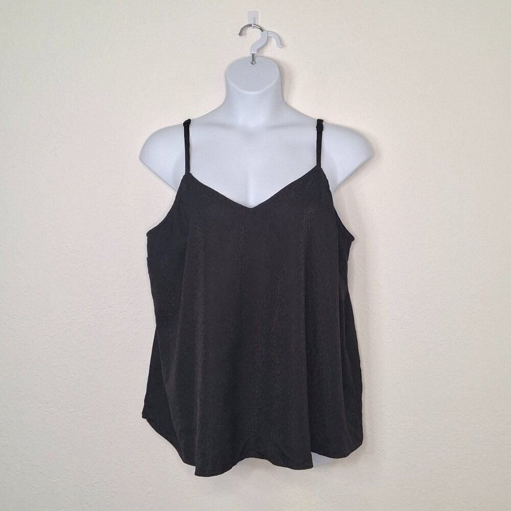 Torrid Sophie Cami Top Sz 2 Leopard Jacquard Satin Black Adjustable Straps